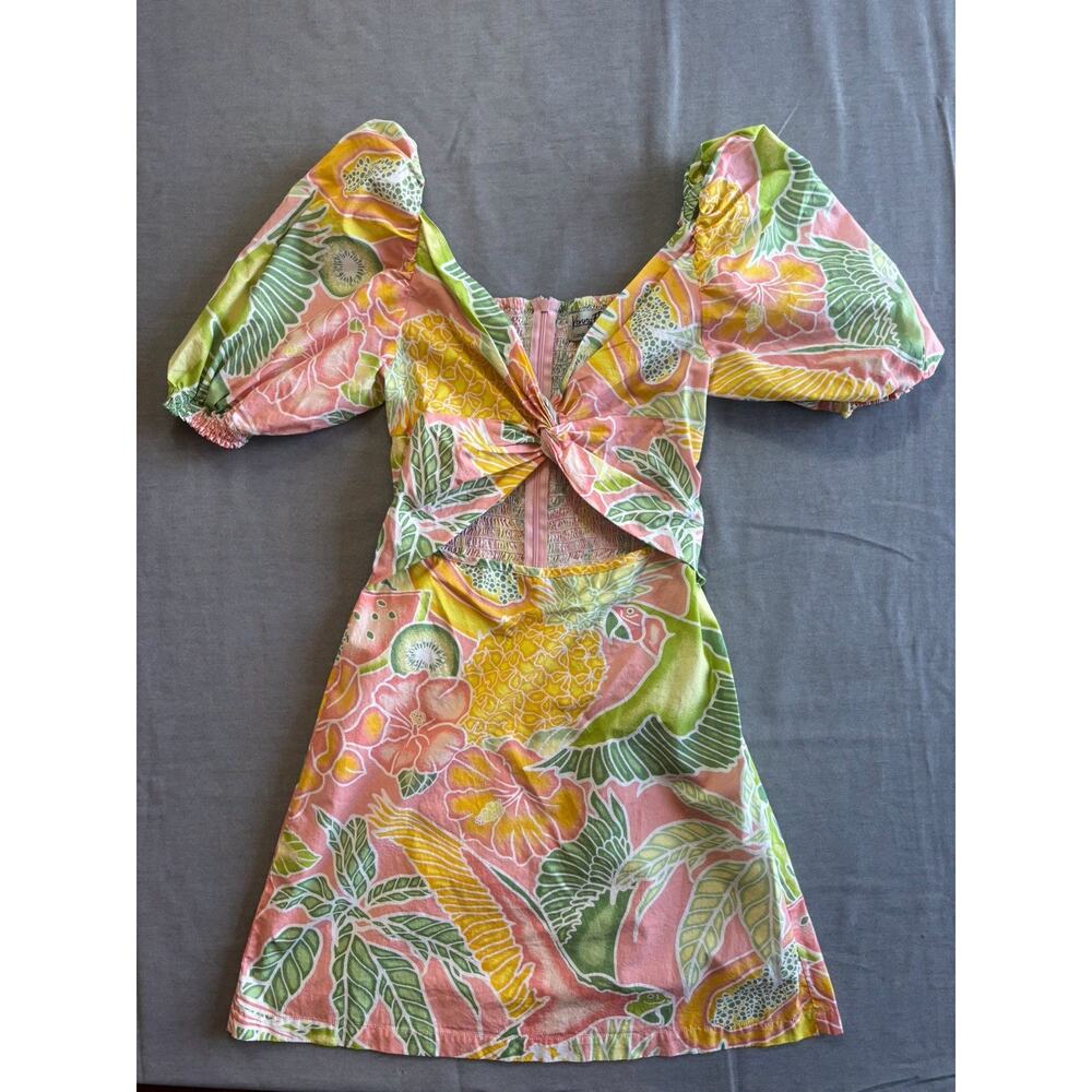 Kenny Flowers XS Limited Edition Pink Floral Sundress Cutout Cotton‎ Sleeves